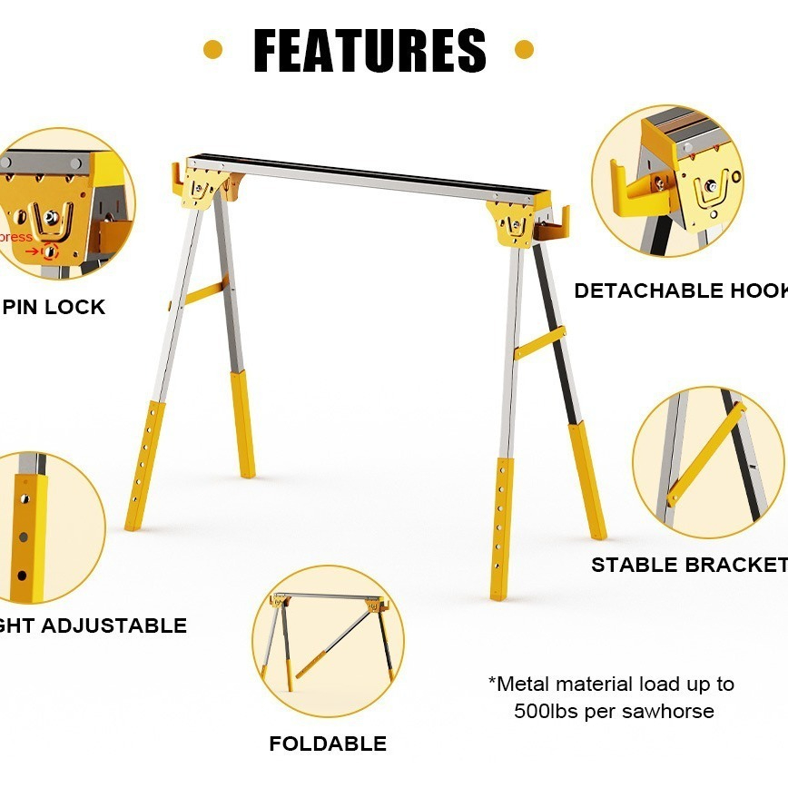 Workbench Portable Fold - Caballo de sierra de metal/soporte de