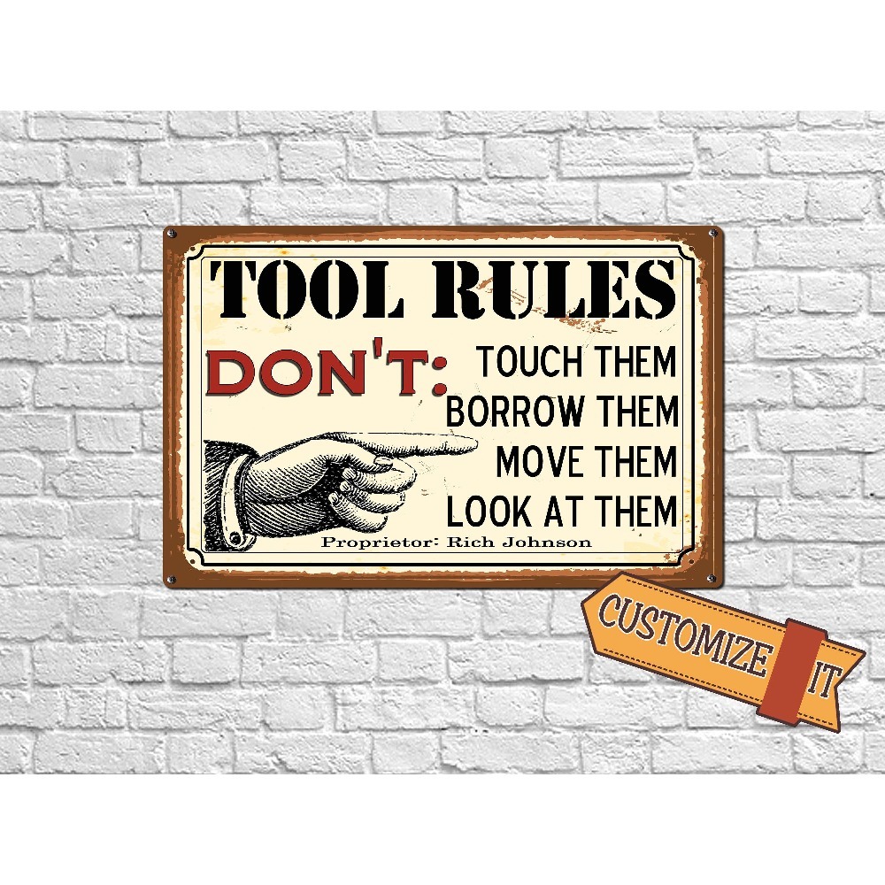 1 placa metálica personalizabl - Workshop Tools Name reseña y precio