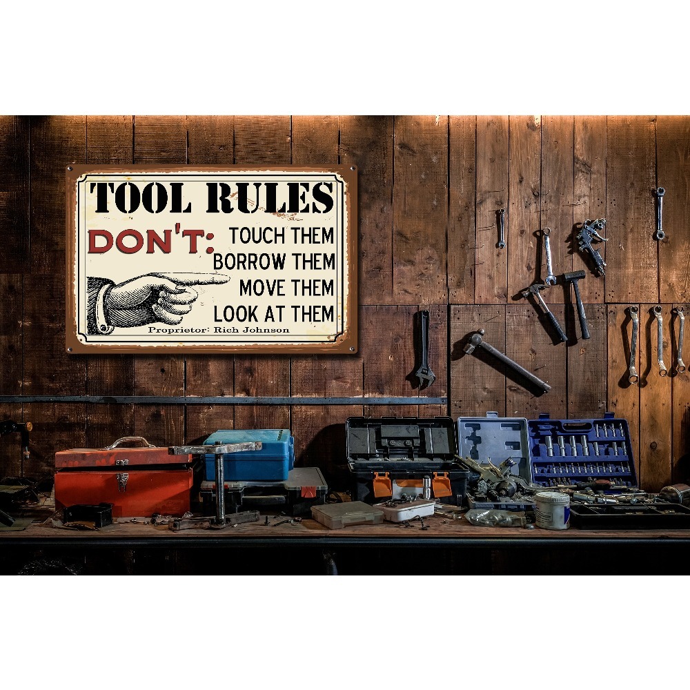 1 placa metálica personalizabl - Workshop Tools Name reseña y precio
